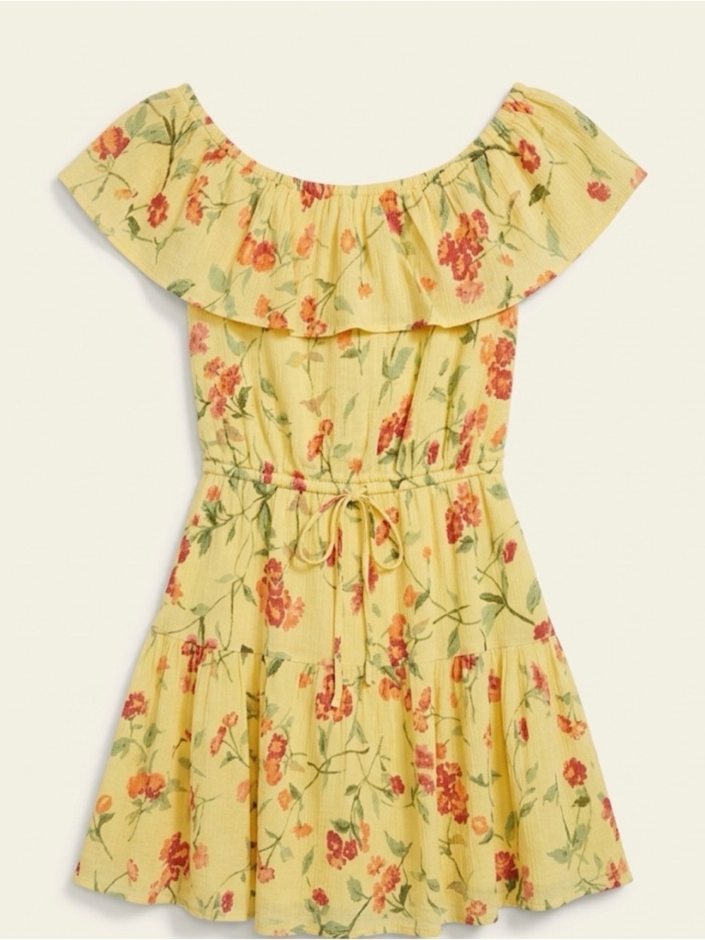 Lauren Ralph Lauren Yellow Floral Crinkle Cotton Dress